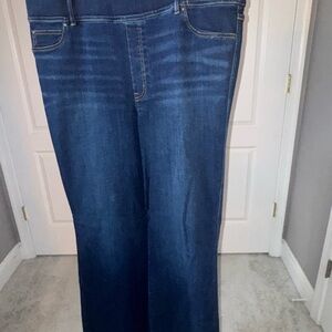 SPANX Dark Blue Denim Wide Leg Jeans